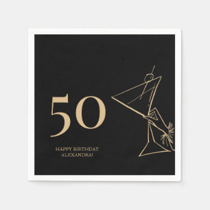 Modern Gold 50th Birthday Cocktail Napkins
