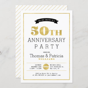 Modern Gold 50th Wedding Anniversary Invitation