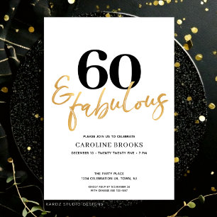 Modern Gold 60th Birthday Invitation