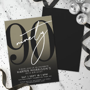 Modern Gold 90th Birthday Party Invitation