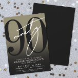 Modern Gold 90th Birthday Party Invitation<br><div class="desc">Celebrate ninety years in style with this modern faux gold to black gradient 90th birthday party invitation. The design features a large black "90" across most of the card, with a handwritten script-style white "Ninety" layered over it for a bold, contemporary look. The faux gold background that fades into a...</div>