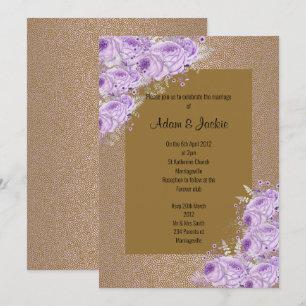 Modern Gold Abstract Purple floral ELEGANT Invitation