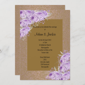 Modern Gold Abstract Purple floral ELEGANT Invitation