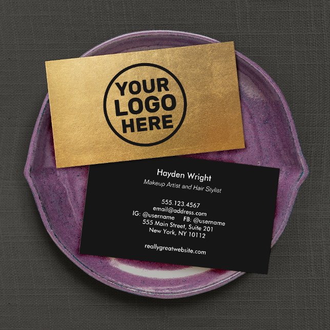 Modern Gold Add Logo  Business Card (Creator Uploaded)