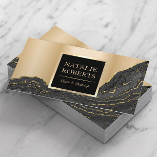 Modern Gold Agate Makeup Artist Hair Beauty Salon Business Card