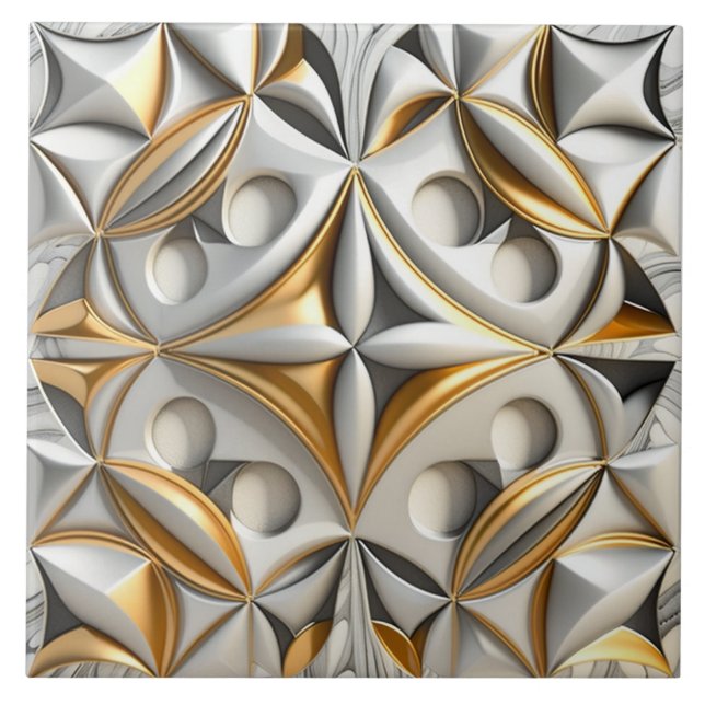 Modern gold an silver ceramic tile (Front)