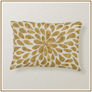 Modern Gold and Beige Teardrops Decorative Cushion
