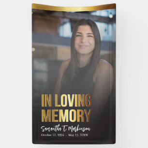 Modern Gold and Black Bold Photo Funeral Program Banner