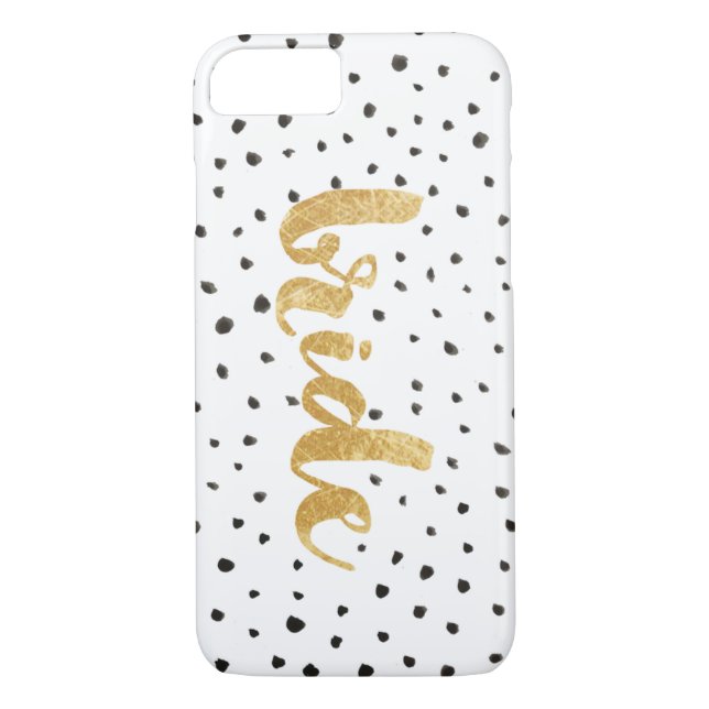 Modern Gold and Black Dots Bride Case-Mate iPhone Case (Back)