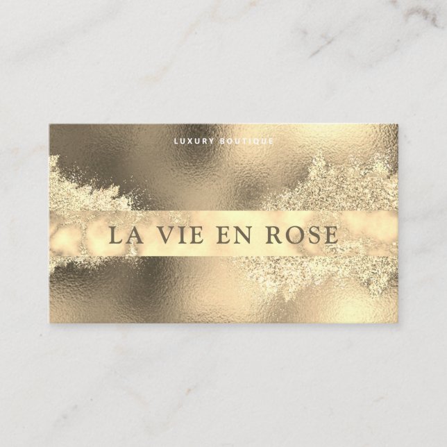 Modern Gold and black Faux foil Business Card (Front)