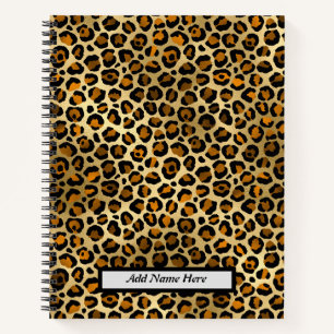 Modern Gold and Black Leopard Print Customisable  Notebook