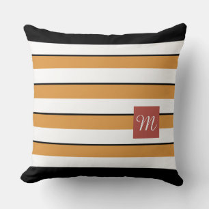 Modern Gold and Black Stripes Throw Pillow