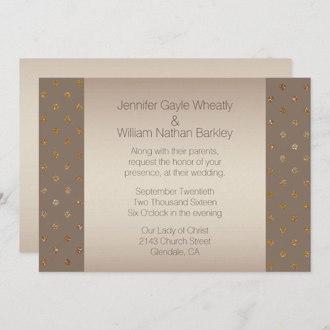 Modern Gold and Champagne Wedding Invitation (Front/Back)