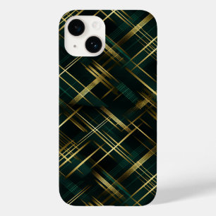 Modern Gold And Dark Green Plaid Case-Mate iPhone 14 Case