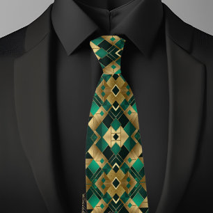 Modern Gold and Emerald Necktie