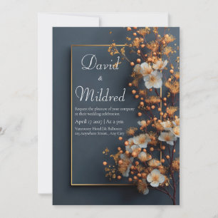 Modern Gold and Floral Wedding  Invitation
