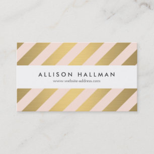 Modern Gold and Peach Diagonal Stripes Business Card