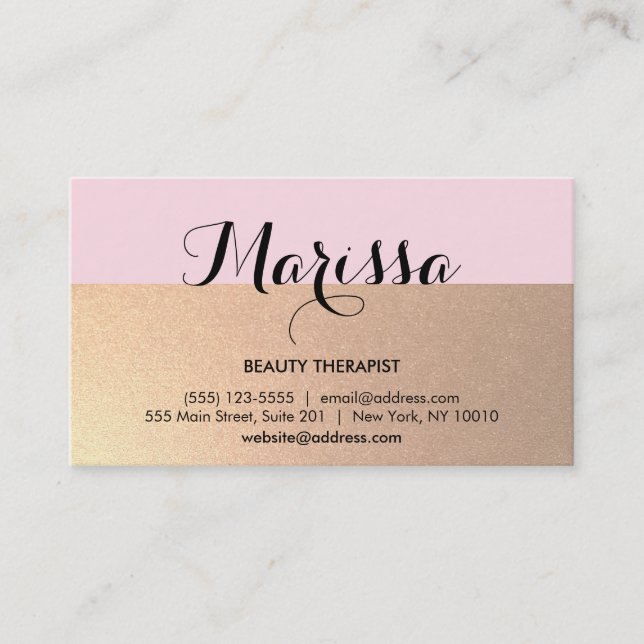 Modern Gold and Pink Beauty Consultant Business Card (Front)