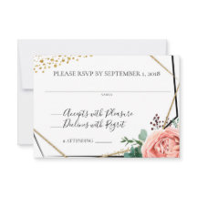 Modern Gold and Pink Geometric Wedding RSVP