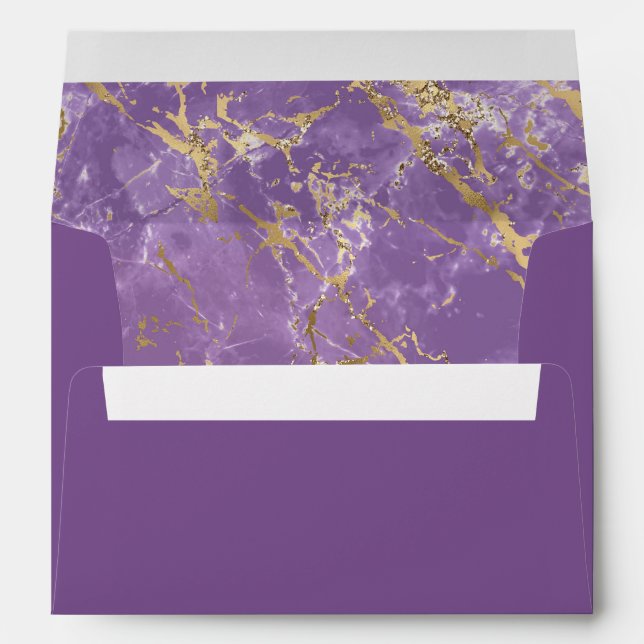 Modern Gold And Purple Marble Envelope (Back (Bottom))