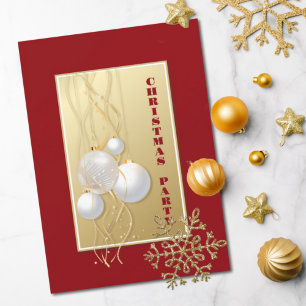 Modern Gold and Red Christmas Party Invitation
