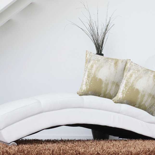 Modern Gold and Silver Splatters Abstract Design Cushion (Creator Uploaded)