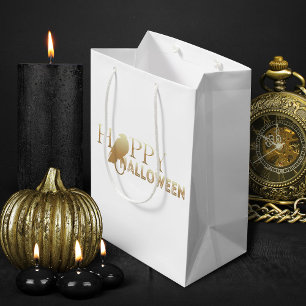 Modern Gold And White Chic Adult Halloween Medium Gift Bag