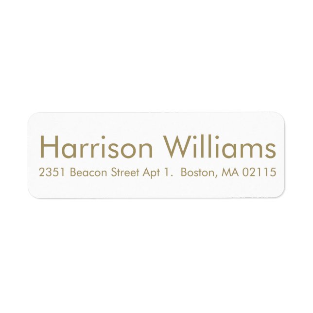 Modern gold and white Custom Return Address  Label (Front)