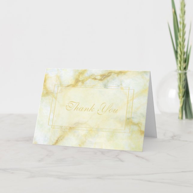 Modern Gold and White Marble Note Card (Front)