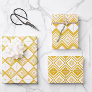 Modern Gold And White Patterned Wrapping Paper Sheet
