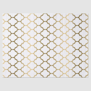 Modern Gold And White Quatrefoil Pattern Tissue Paper
