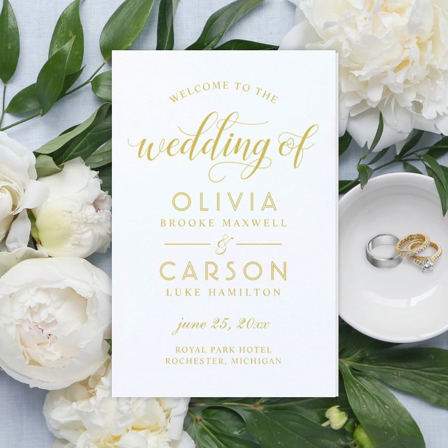 Modern Gold and White Script Wedding Programs (Creator Uploaded)