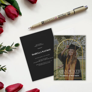 Modern Gold Arch Photo Grad Party Invitation