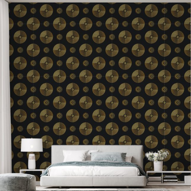 Modern Gold Art Deco Circles Wallpaper (Bedroom)