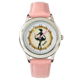 Modern Gold  Ballerina Ballet Dance Personalised Watch