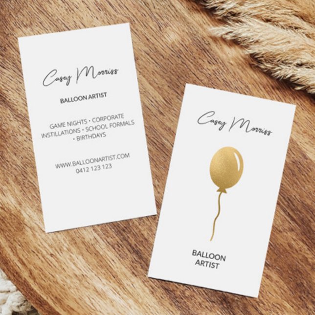 Modern Gold Balloon Artist  Business Card (Creator Uploaded)