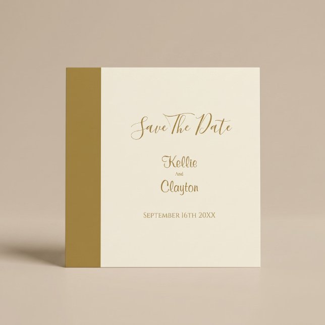 Modern Gold Bar Ivory Save The Date (Creator Uploaded)