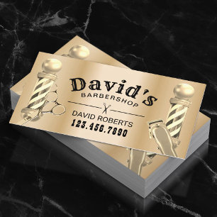 Modern Gold Barber Barbershop Hair Stylist Appointment Card