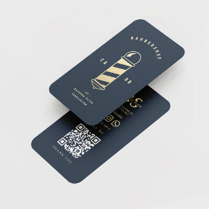 Modern Gold Barber's Pole Barbershop Men's Haircut Business Card