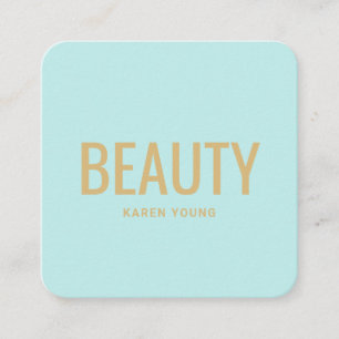 Modern gold beauty salon trendy teal blue makeup square business card