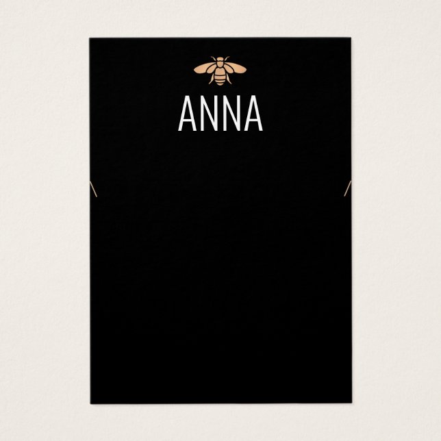 Modern Gold Bee Black Necklace Display Card (Front)