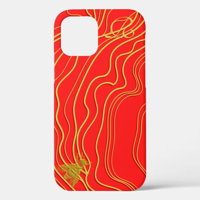 Modern Gold Bee Monogram Case-Mate iPhone Case (Back)