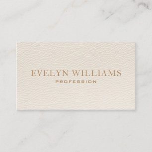 Modern Gold Beige Leather Business Card