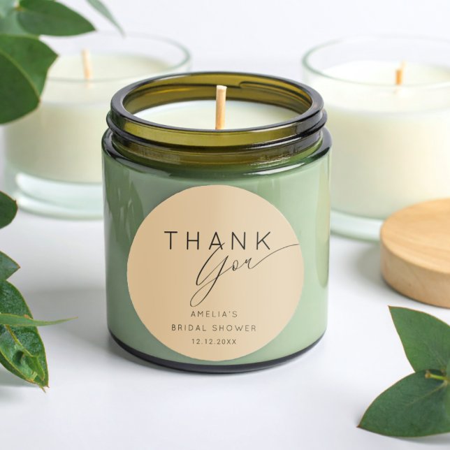 Modern Gold Beige Thank You Bridal Shower  Classic Round Sticker (Creator Uploaded)