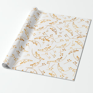 Modern gold berries illustration pattern wrapping paper