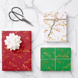 Modern gold berries pattern colourful backgrounds wrapping paper sheet