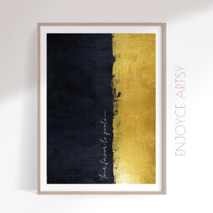 Modern gold & black abstract painting wall art 