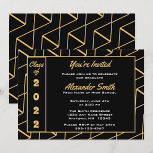 Modern Gold Black background Graduation Party   Invitation