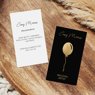 Modern Gold Black Balloon Artist   Event Planner Business Card