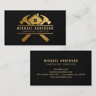 Modern Gold & Black Carpentry Service and Handyman Business Card